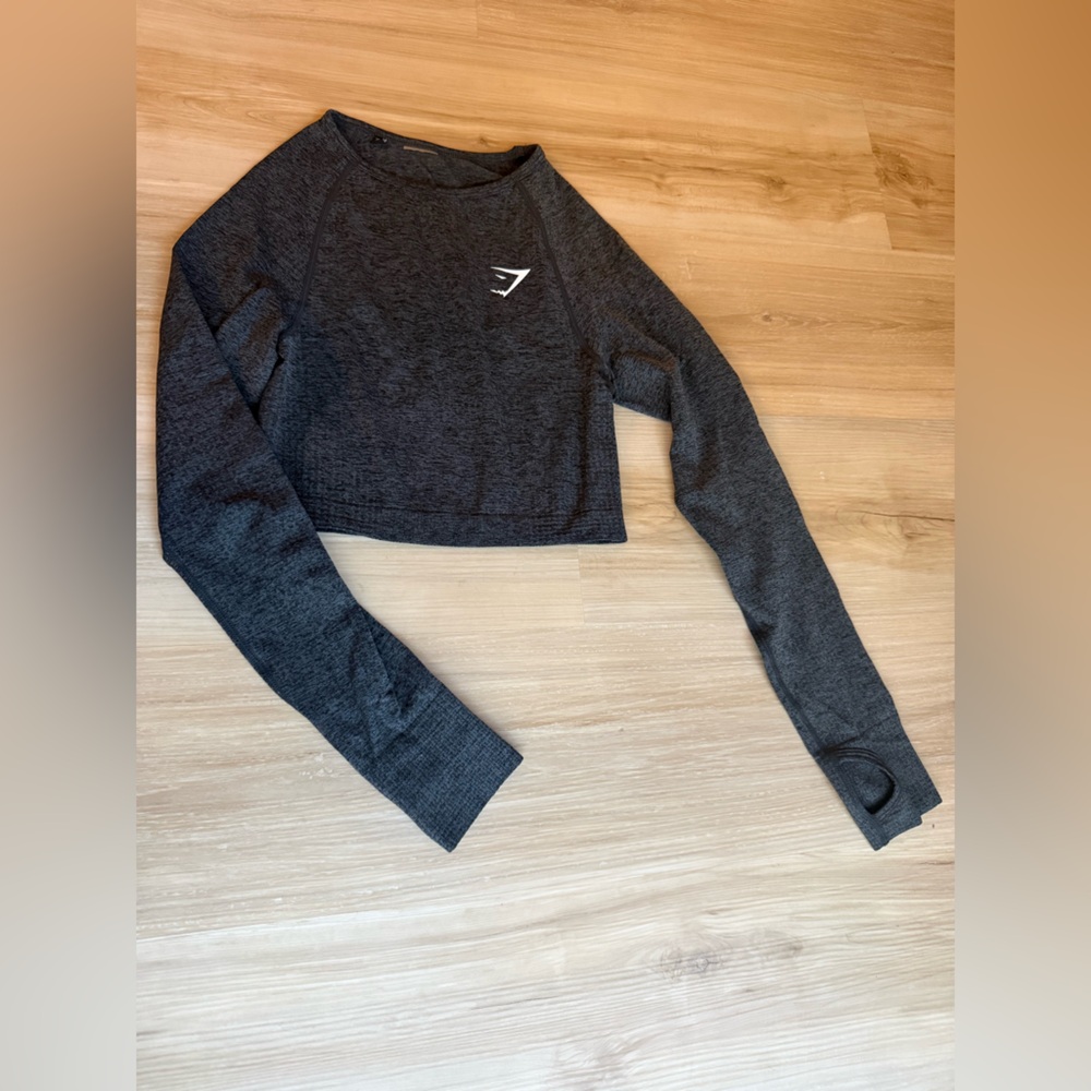 Gymshark Heather Gray Long Sleeve Crop Top